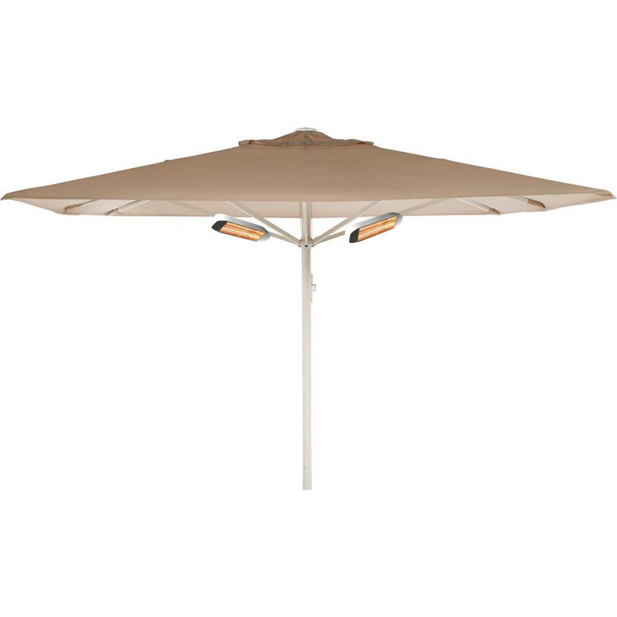 Kæmpeparasol 5x5m polyester u/frise ink varmelampe - Beige