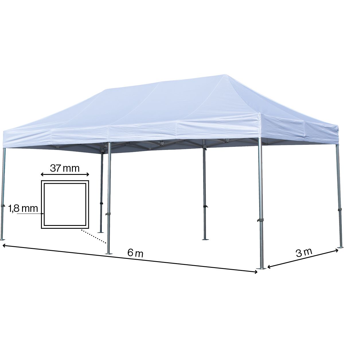 Foldetelt Komplet 3x6m Premium - Hvid