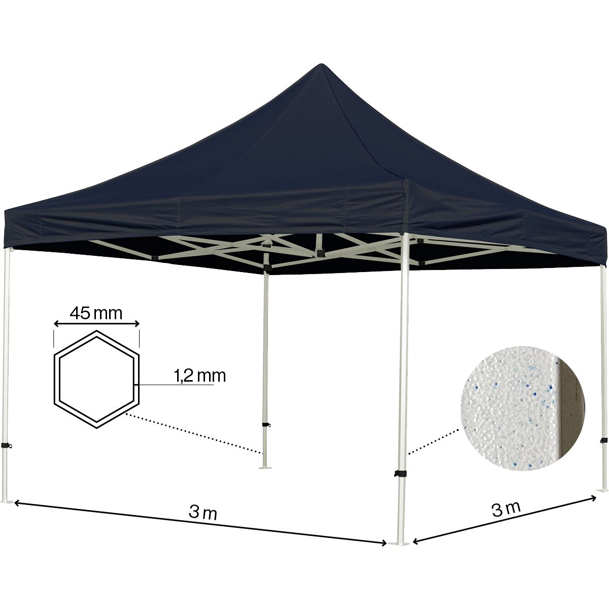 Foldetelt Komplet 3x3m Economy - Sort