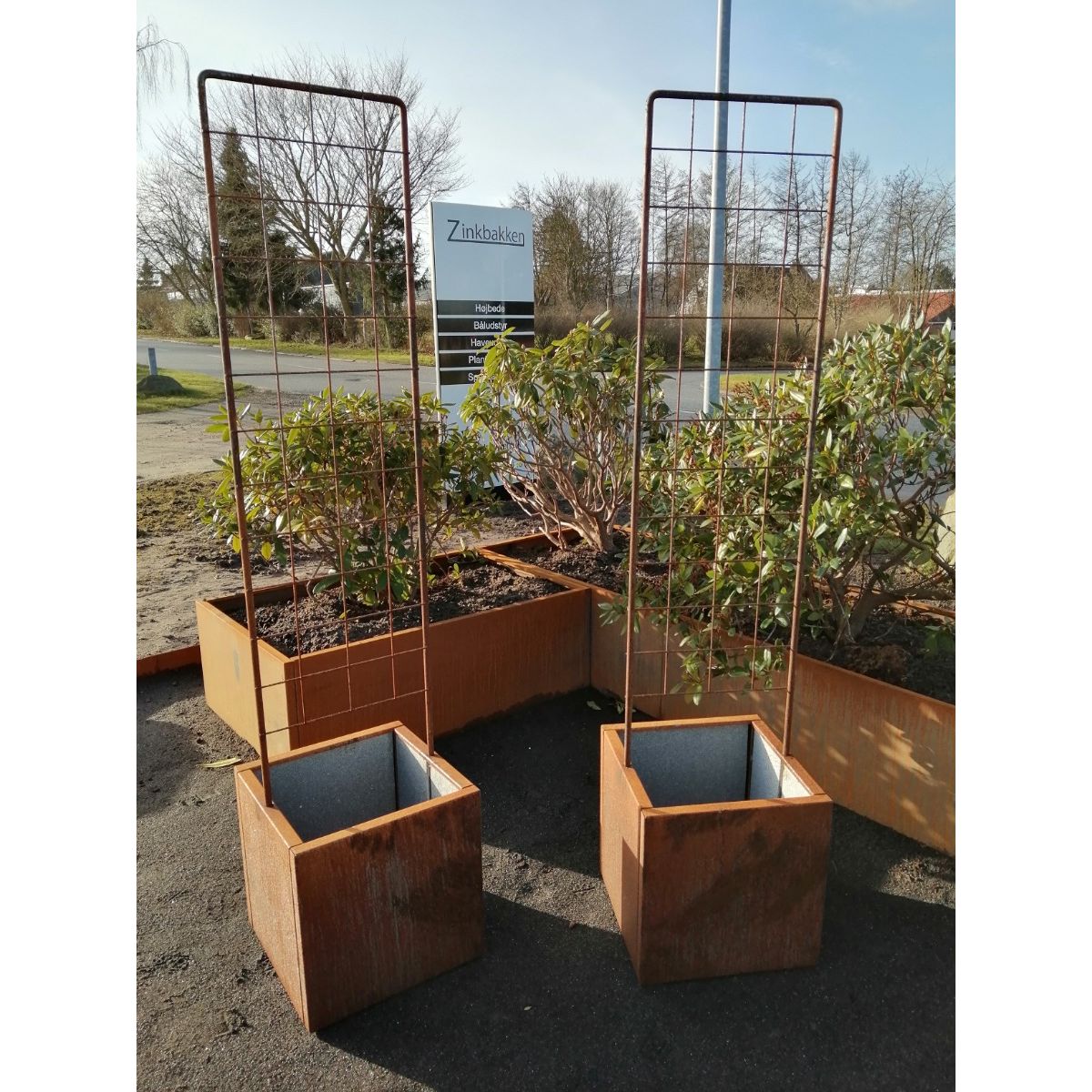 Plantekasse corten 40 x 40 x 40 cm m/espalier-Fødder-Med flamingo-Uden kapilær