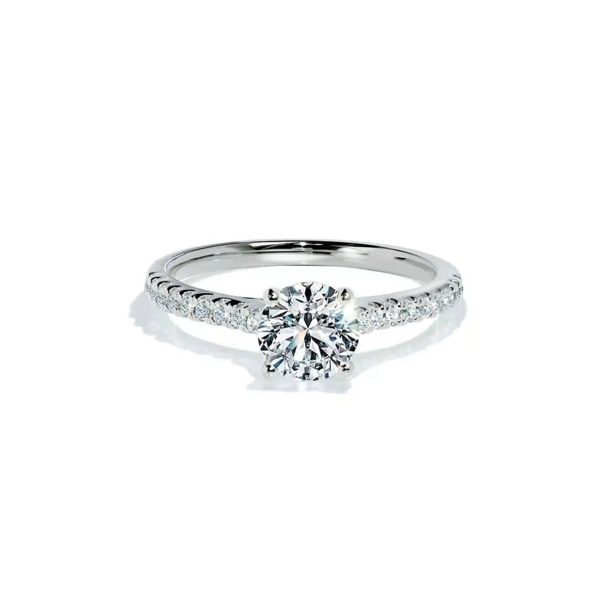 Love solitaire safir og diamant forlovelsesring i hvidguld