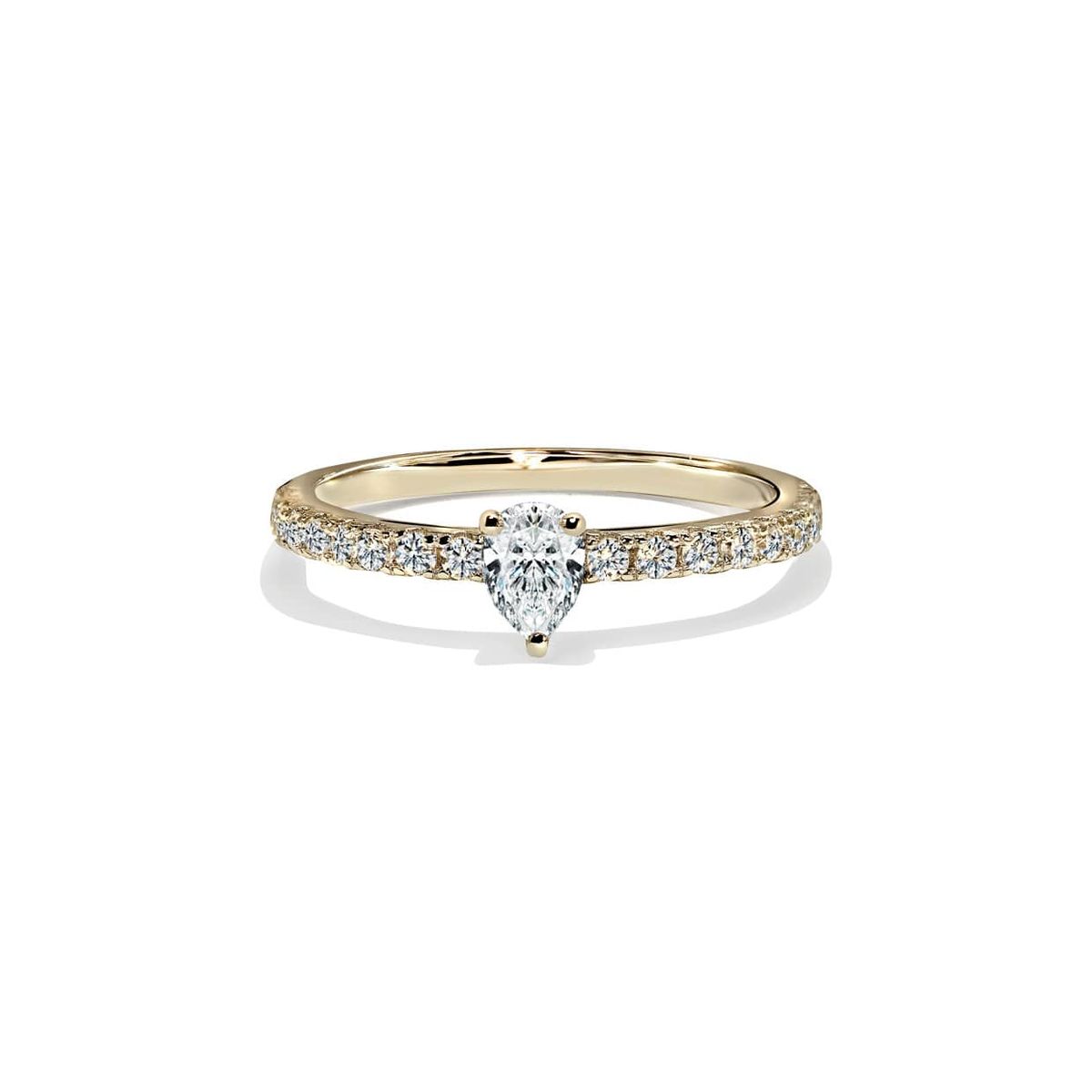 Love solitaire pæreformet diamant forlovelsesring i guld