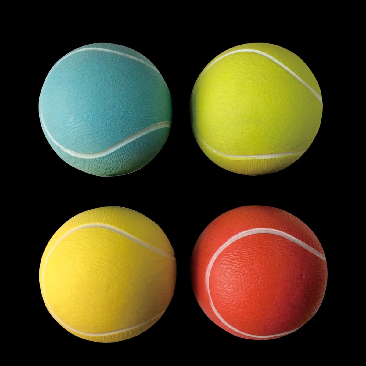 Gummi Tennisbold D6.3cm - Grøn/Rød/Blå/Gul, assorteret 1 stk.