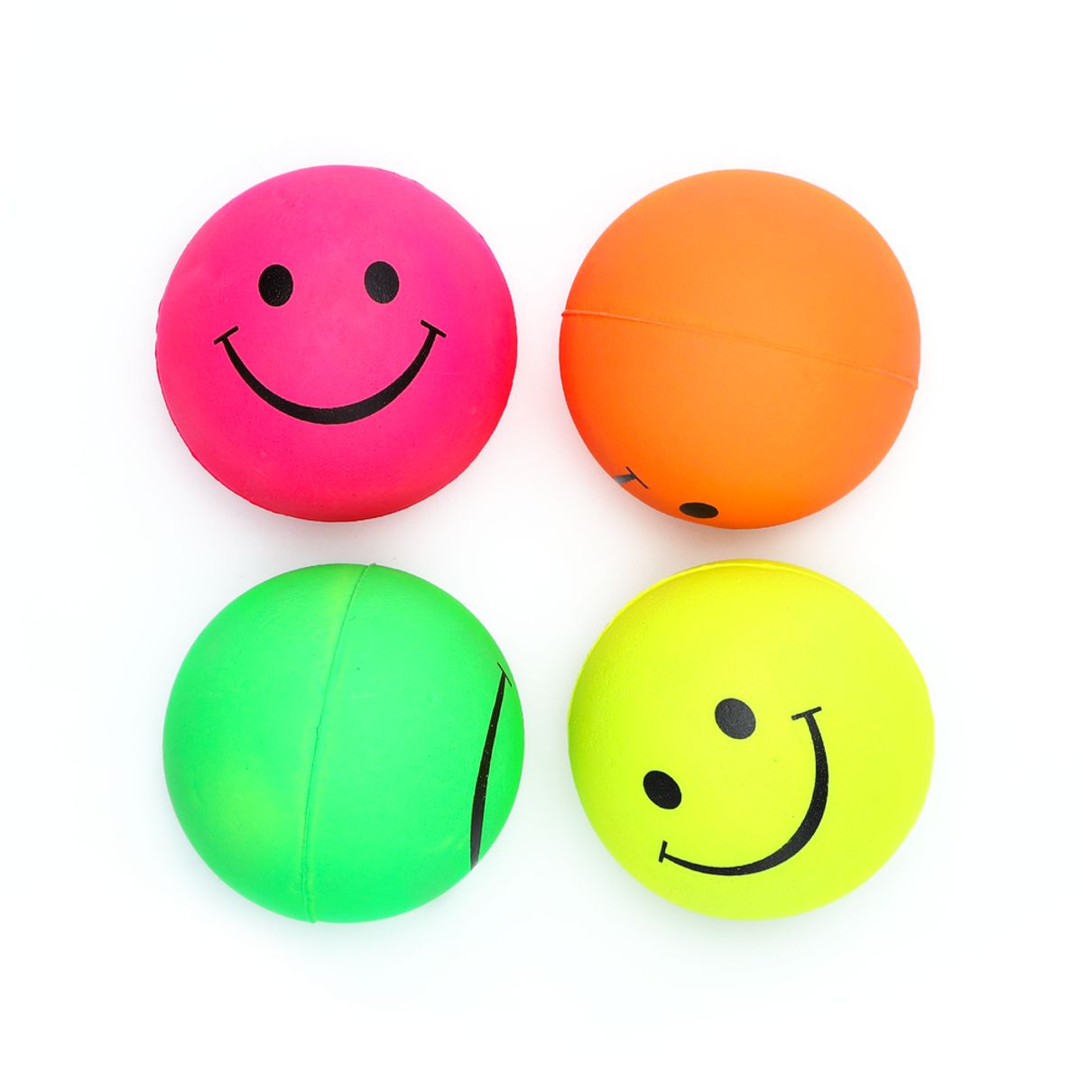 Gummi Skumbold - Smilende Ansigt, D6.3cm - Rød/Orange/Gul/Grøn, assorteret 1 stk