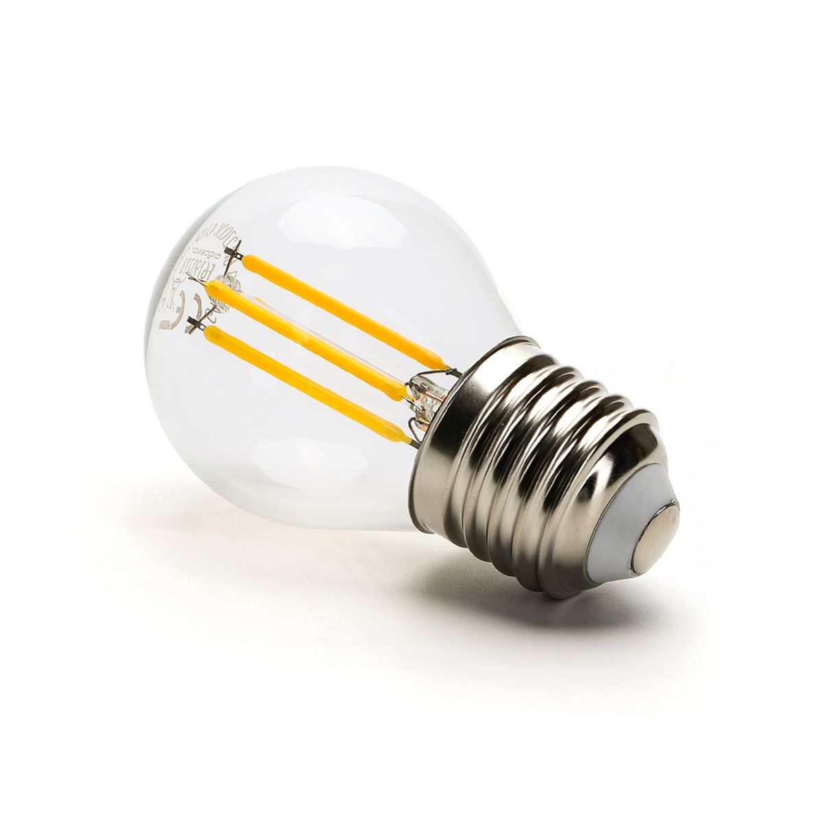 LED Filament pære G45 E27 - 6W, 2700K, Klar - Kulør : Varm