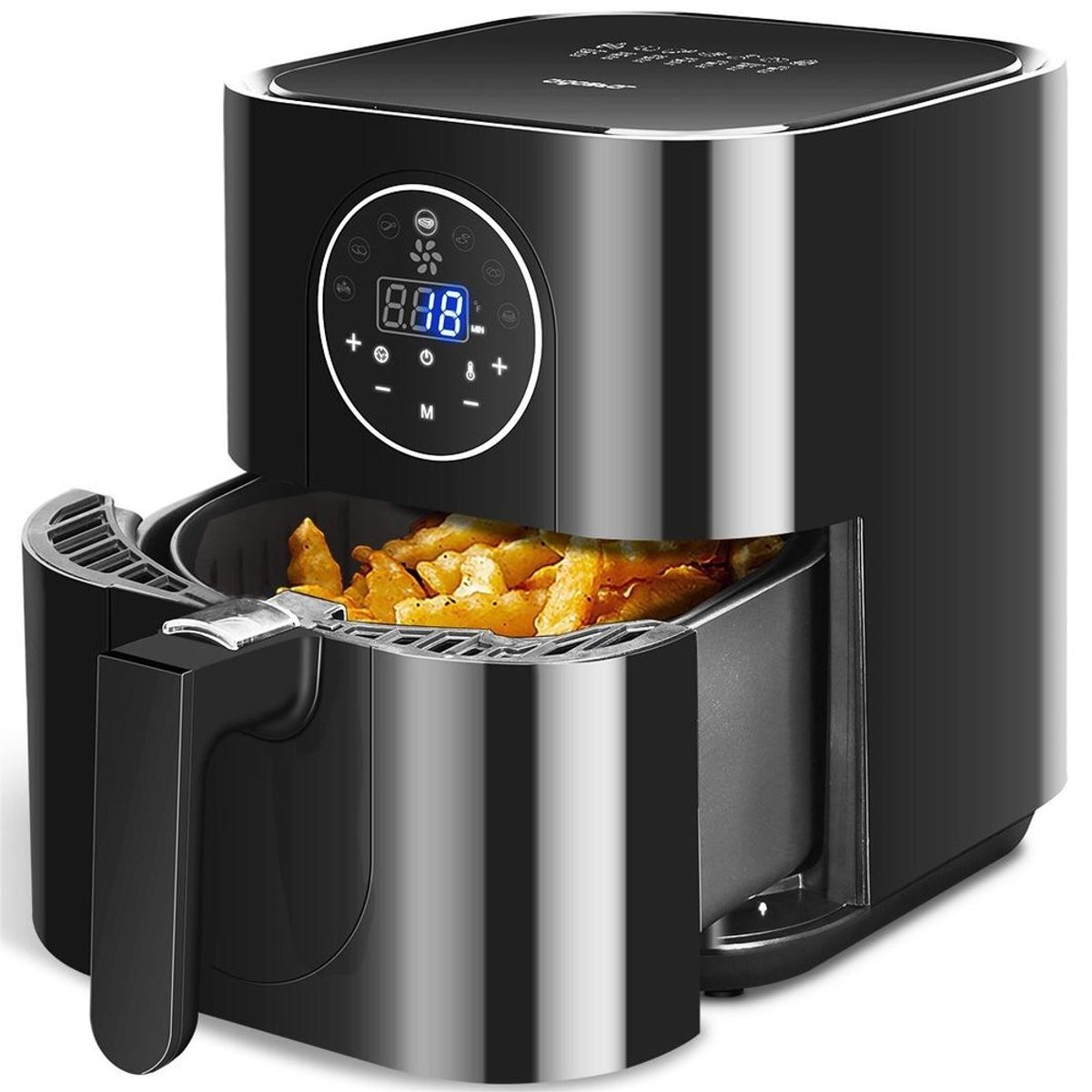 Mini Cube Airfryer - Elektronisk 1500W 3.5L Dobbelt Gryde, Sort