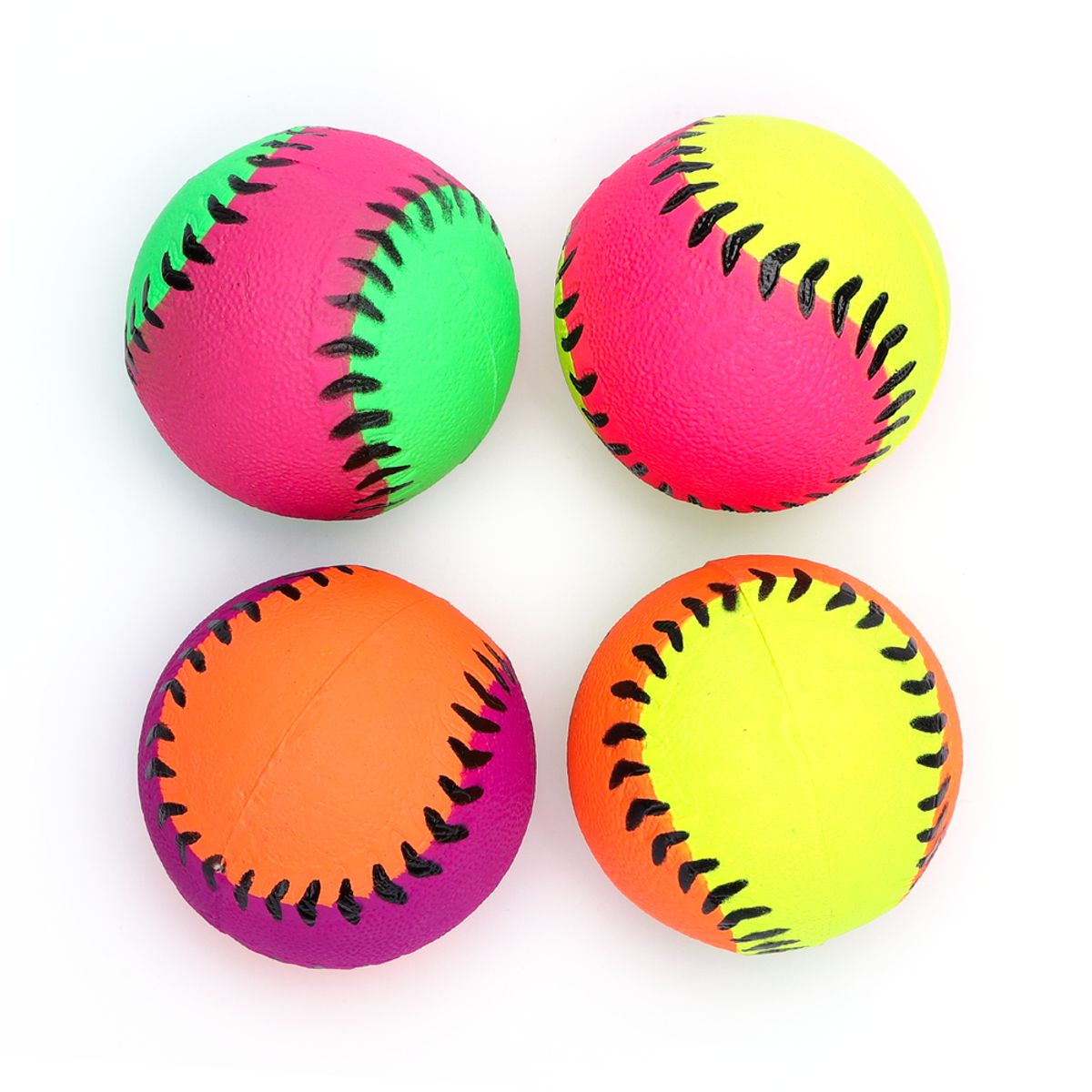 Gummi Skumbold Baseball D6.3cm - Rød/Gul & Rød/Grøn, assorteret 1 stk.