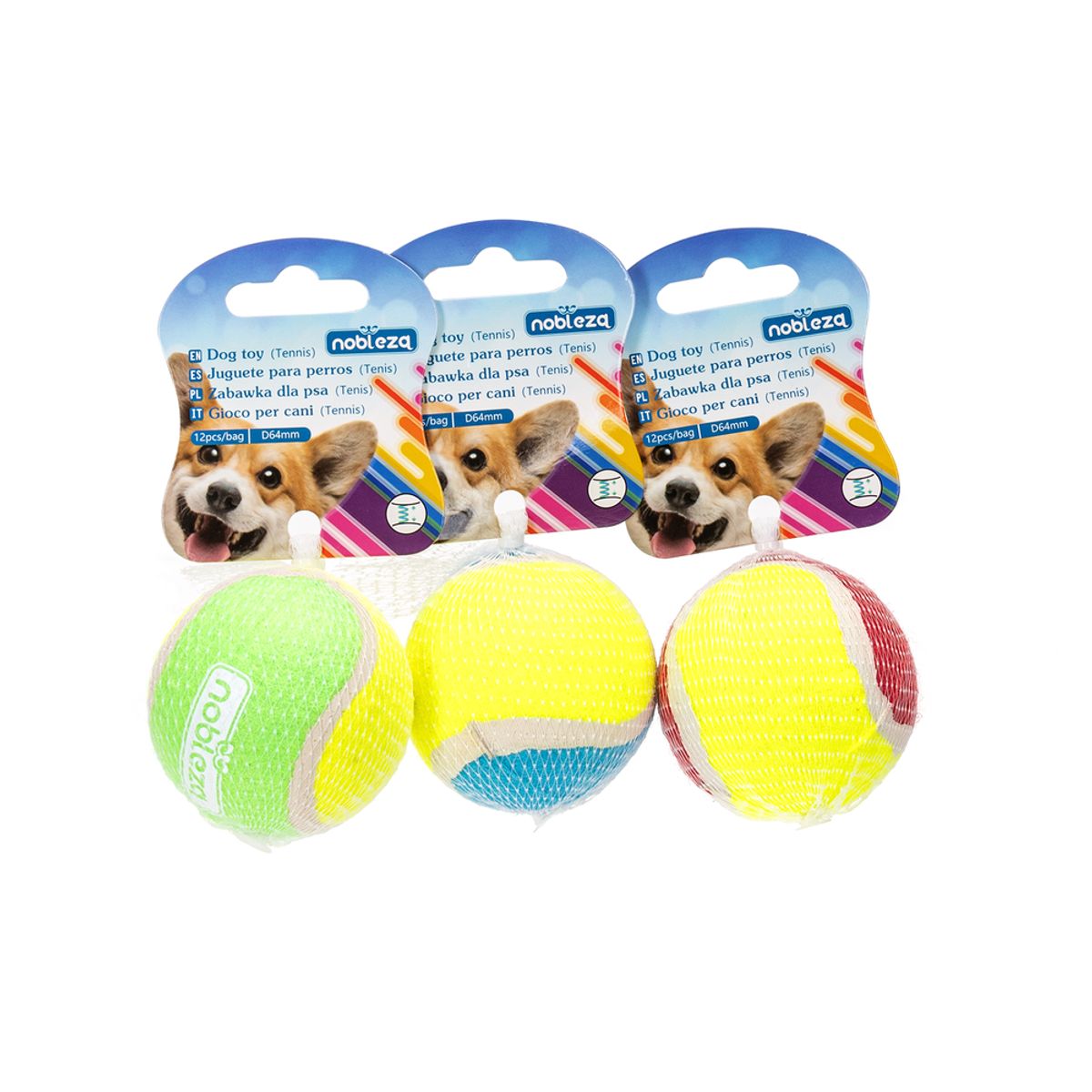 Slidstærke tennisbolde 6,4 cm Set