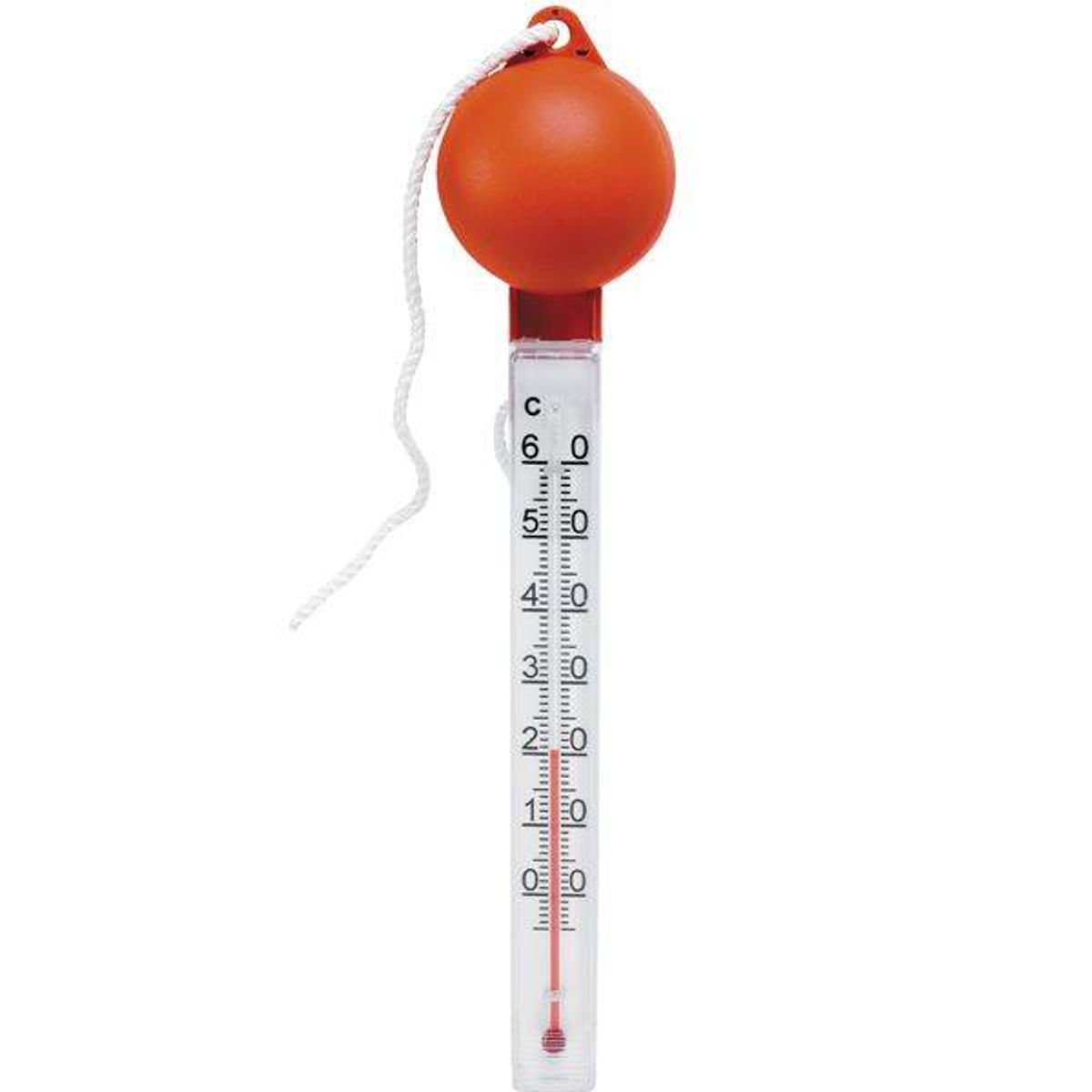 Badevandstermometer i plast med flydende orange bold. - 1160315