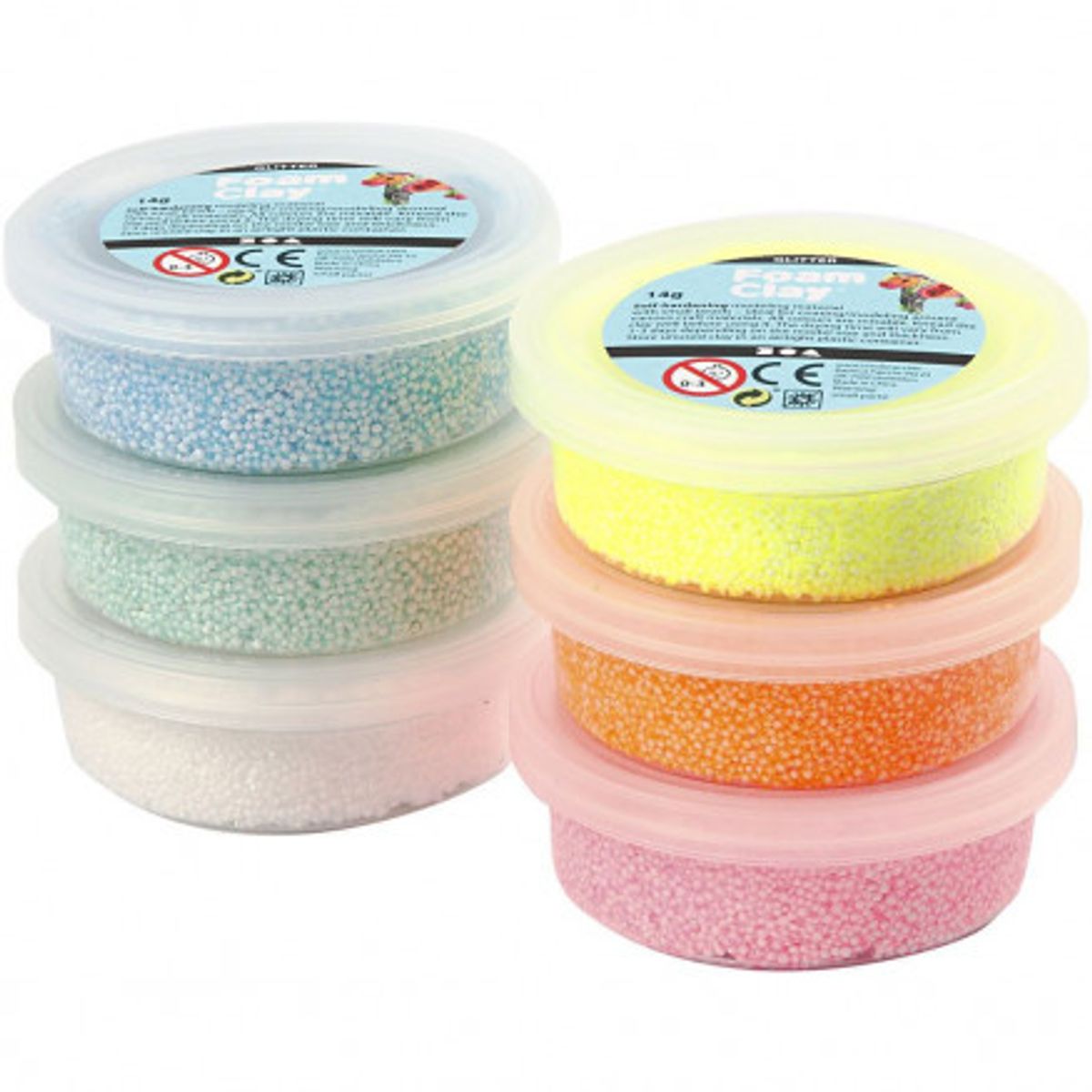 Foam Clay ®, pastelfarver, glitter, 6x14 g/ 1 pk.