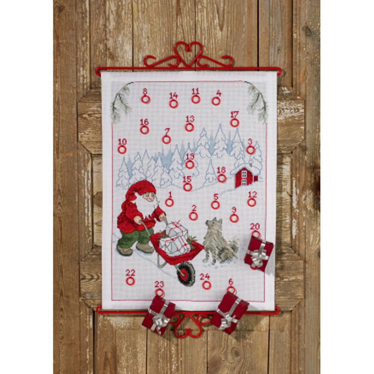 Permin Broderikit Julekalender Julemand m/kælk 32x43cm