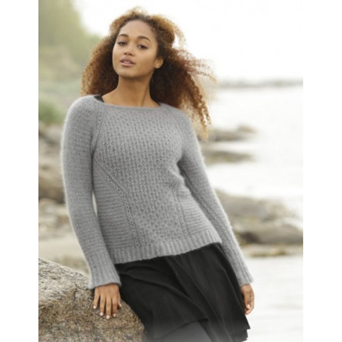 Misty Harbor by DROPS Design - Bluse Strikkeopskrift str. S - XXXL - X-Large