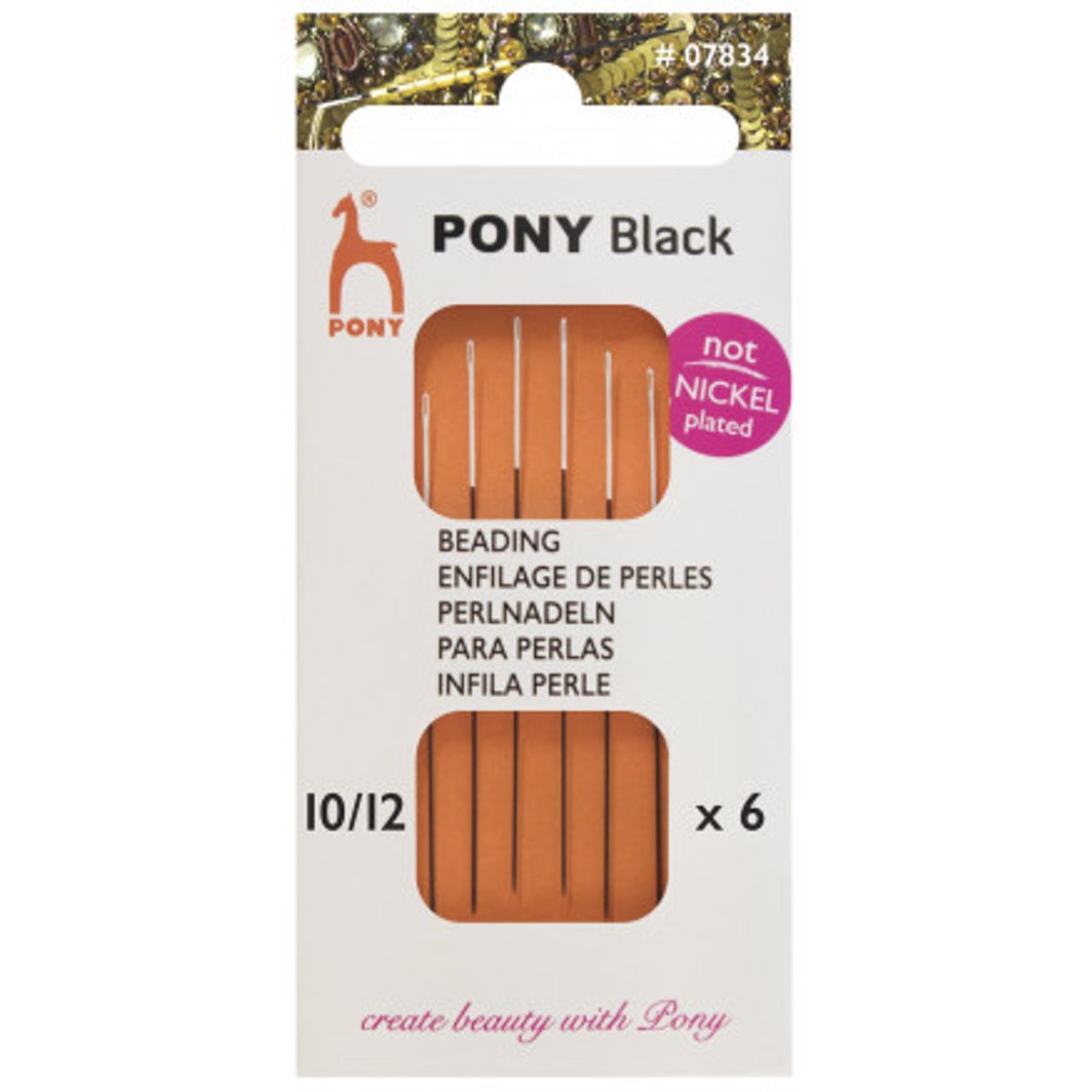 Pony Black Perlenåle Str. 10/12 - 6 stk