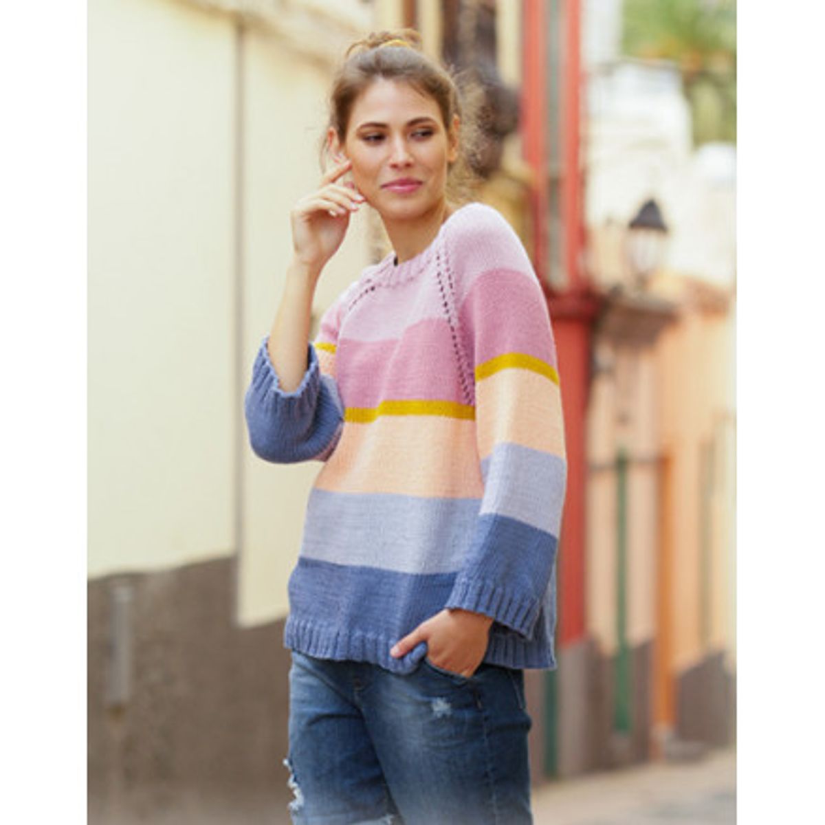 Sonora Sunrise Sweater by DROPS Design - Bluse Strikkeopskrift str. S - Large