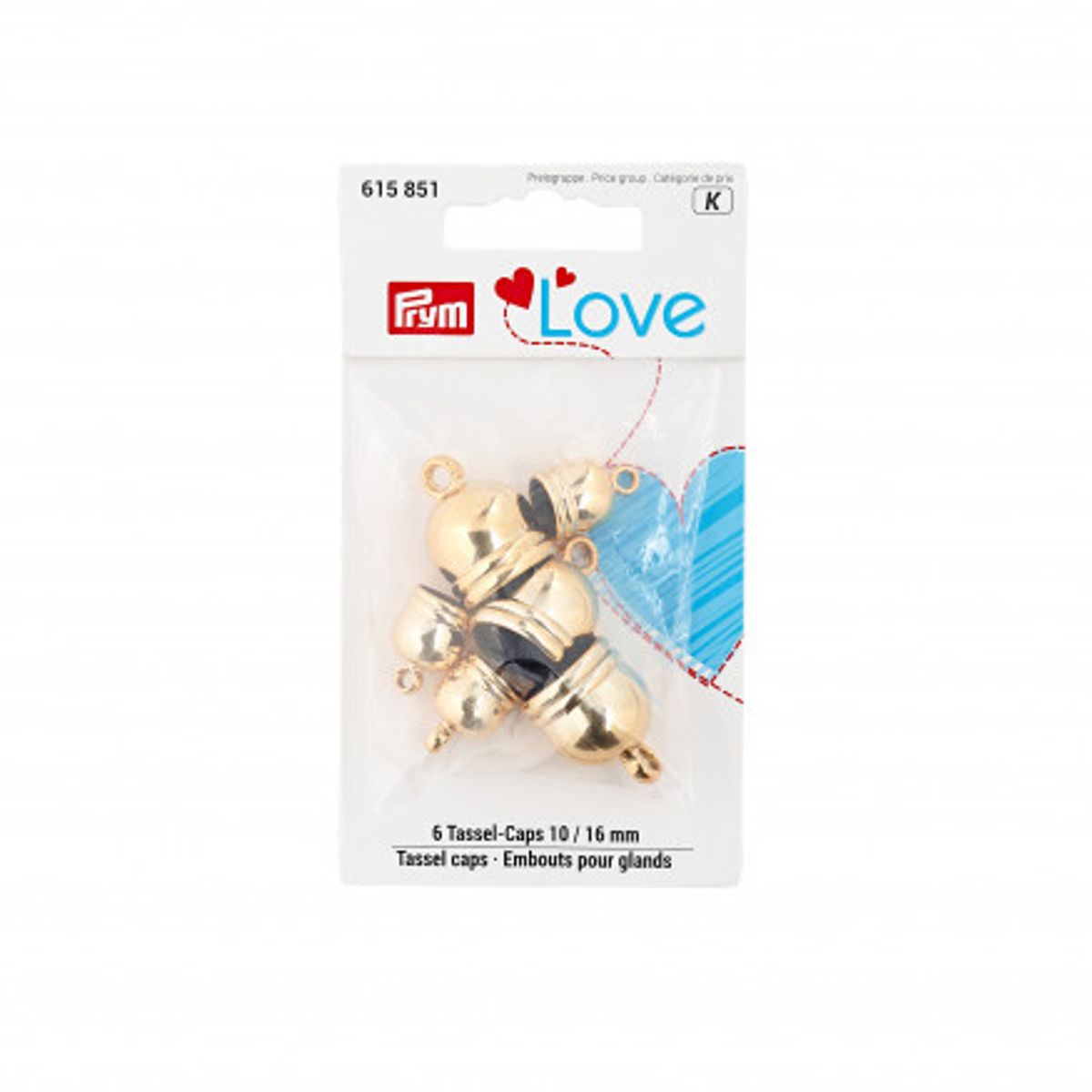 Prym Love Kvasteholder Guldfarvet 10 & 16mm - 6 stk.