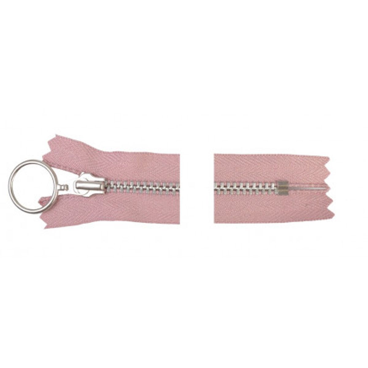 YKK Lynlås Aluminium Fast m/Ring 35cm 4mm Rosa