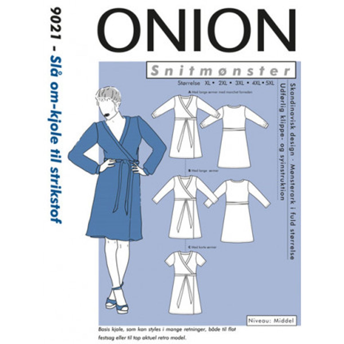 ONION Snitmønster Plus 9021 Slå Om-Kjole Str. XL-5XL