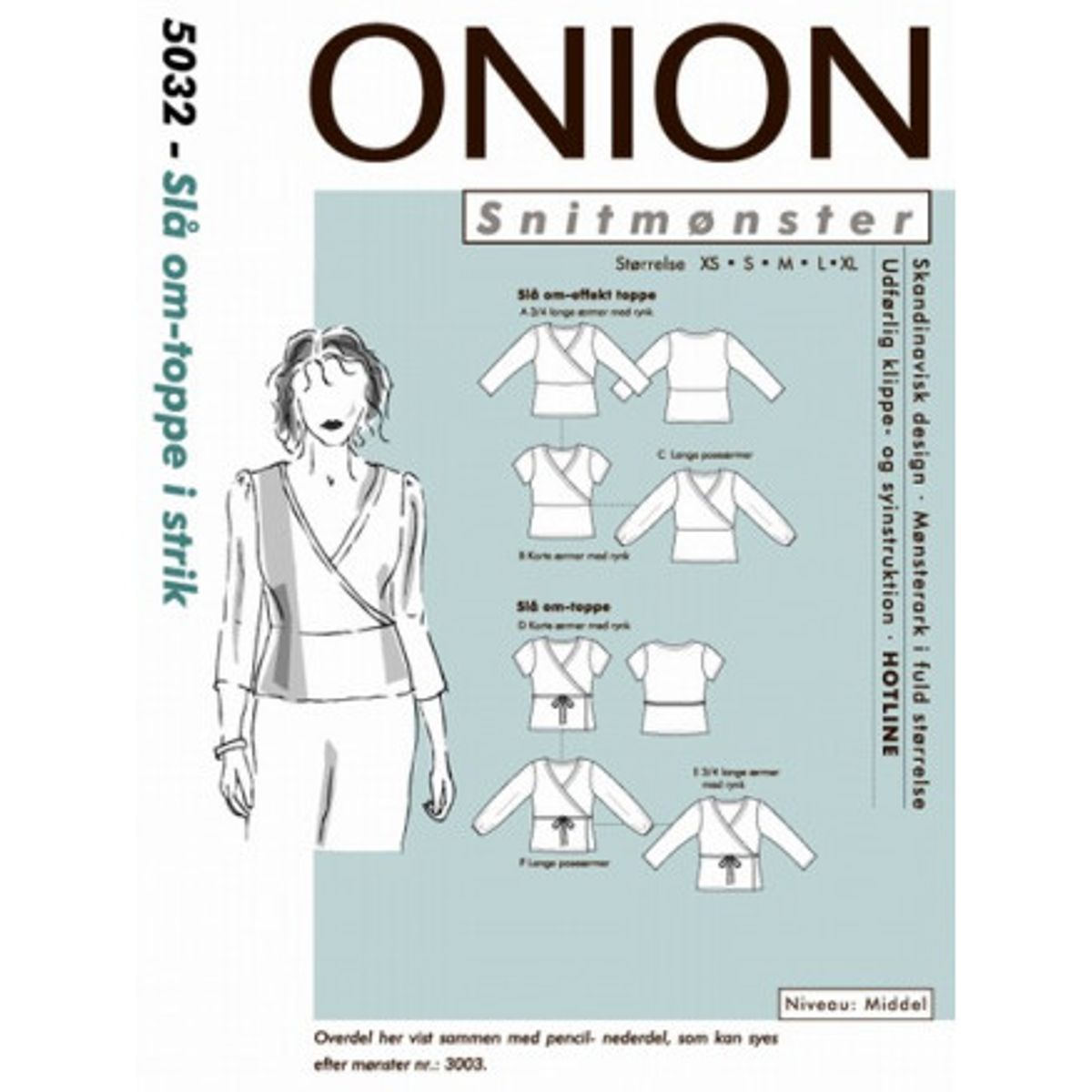 ONION Snitmønster 5032 Slå Om-Toppe Str. XS-XL