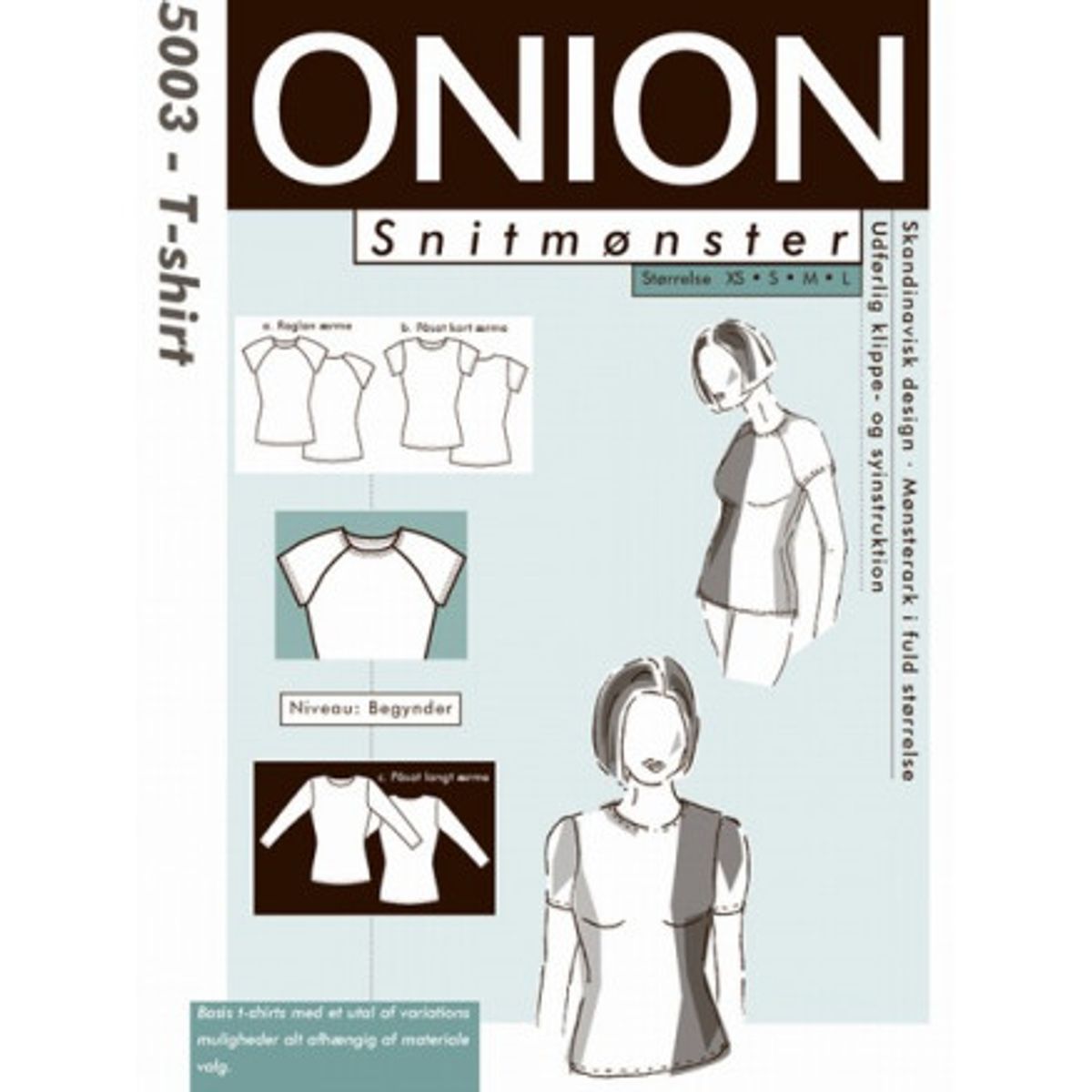 ONION Snitmønster 5003 T-Shirt med Påsat- & Raglanærme Str. XS-L