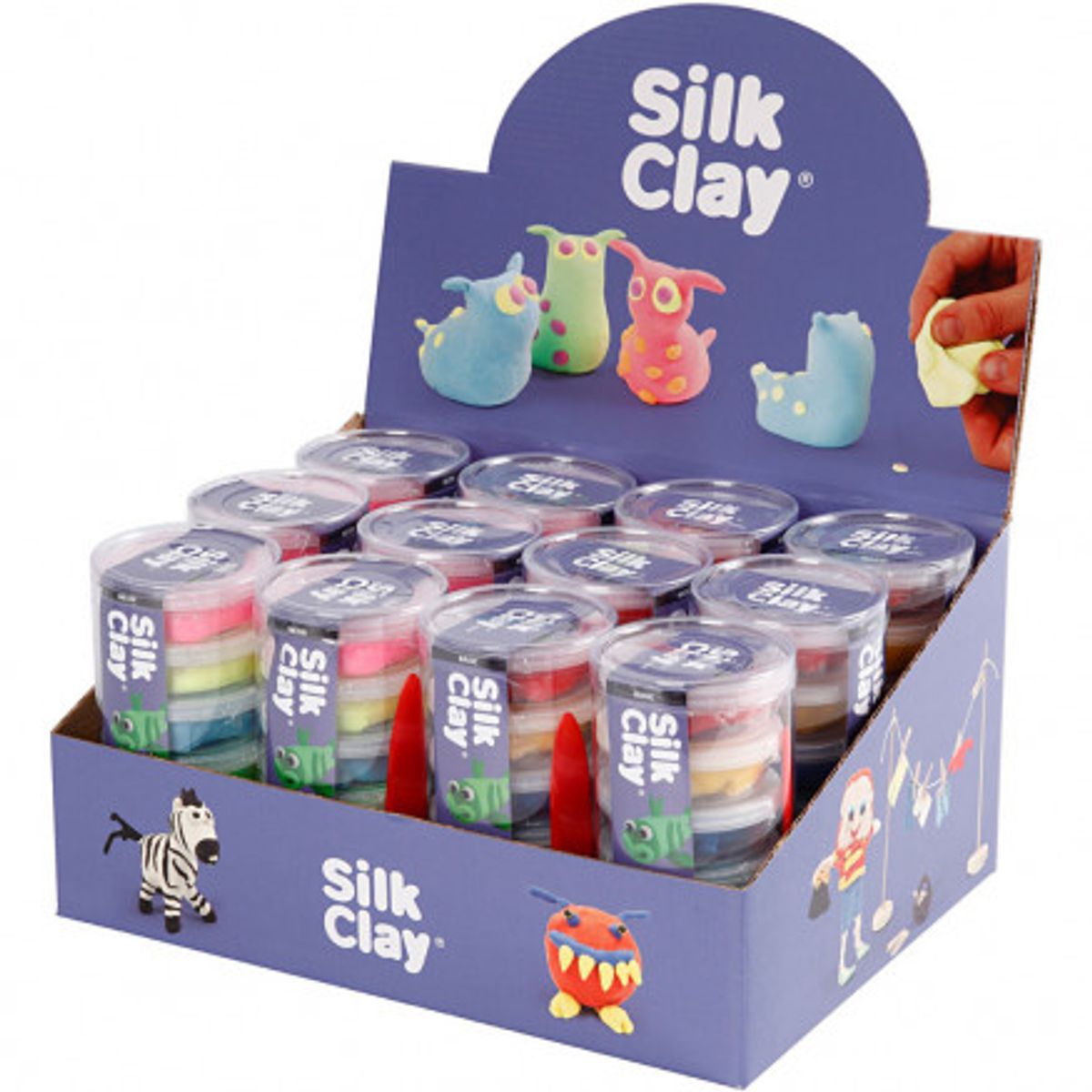 Silk Clay ®, neonfarver, standardfarver, 12 sæt/ 1 pk.