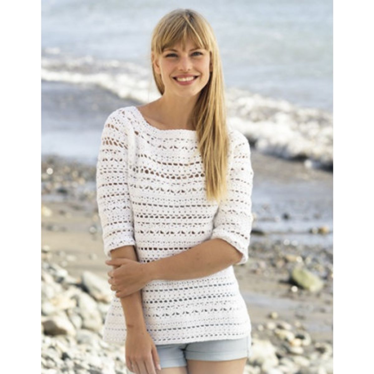 Seashore Bliss by DROPS Design - Bluse Hækleopskrift str. S - XXXL - XXX-Large