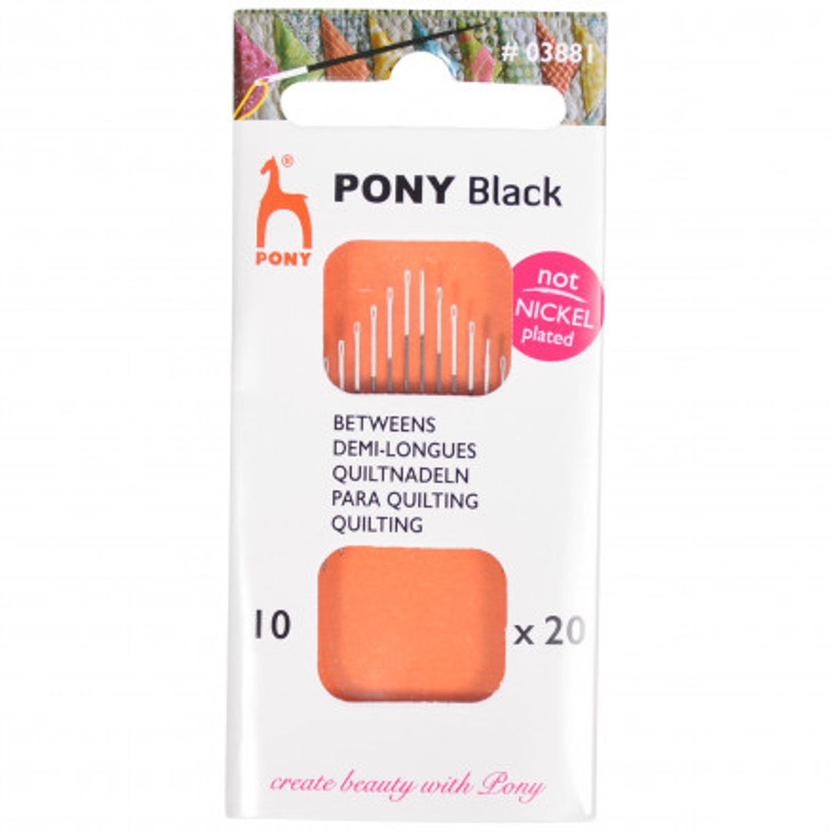 Pony Black Quiltenåle Str. 10 - 20 stk