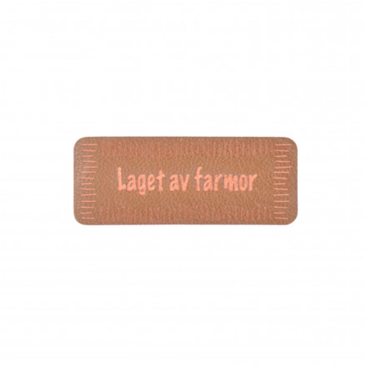 Norsk Label Laget av Farmor Imiteret læder Brun 5x2cm - 1 stk