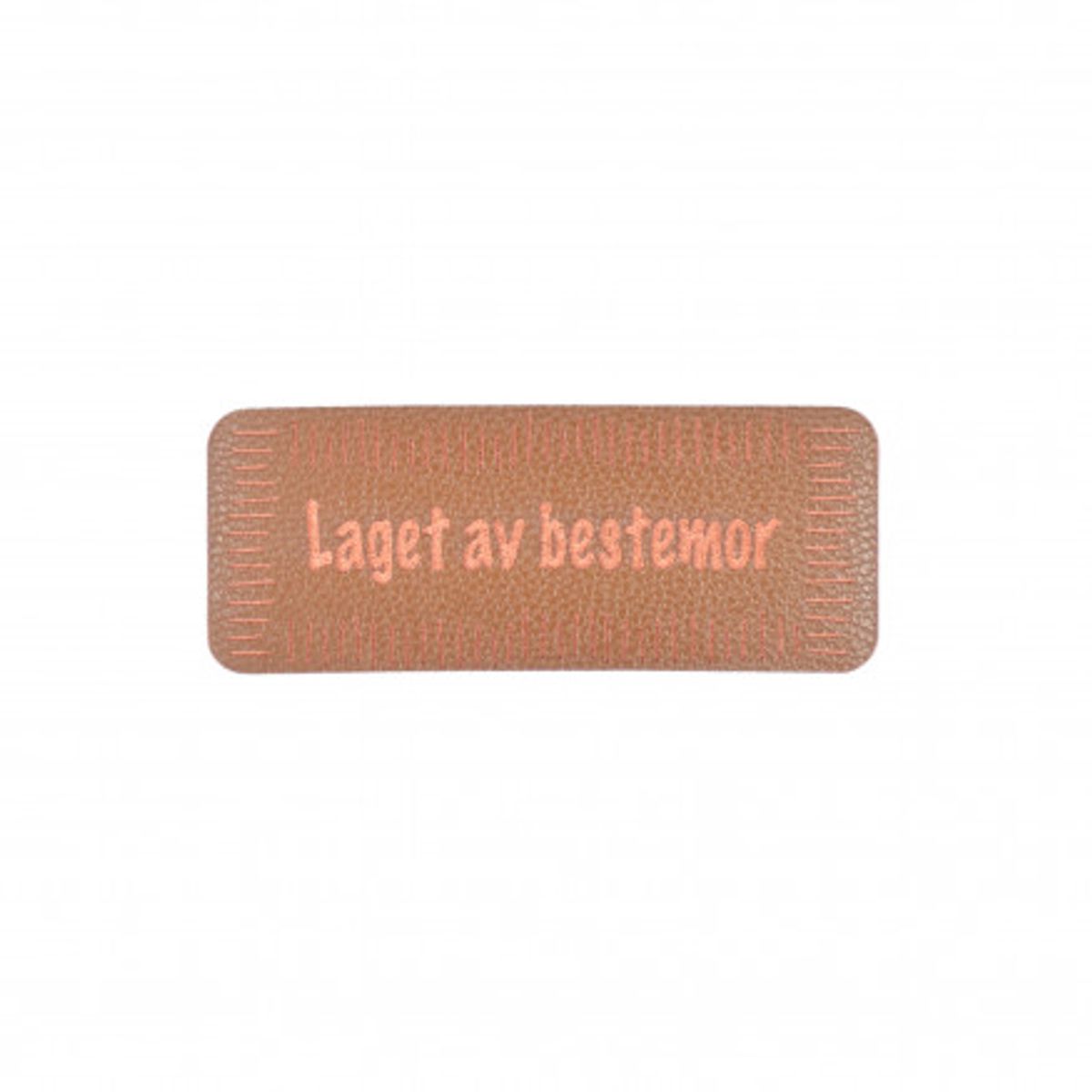 Norsk Label Laget av Bestemor Imiteret læder Brun 5x2cm - 1 stk