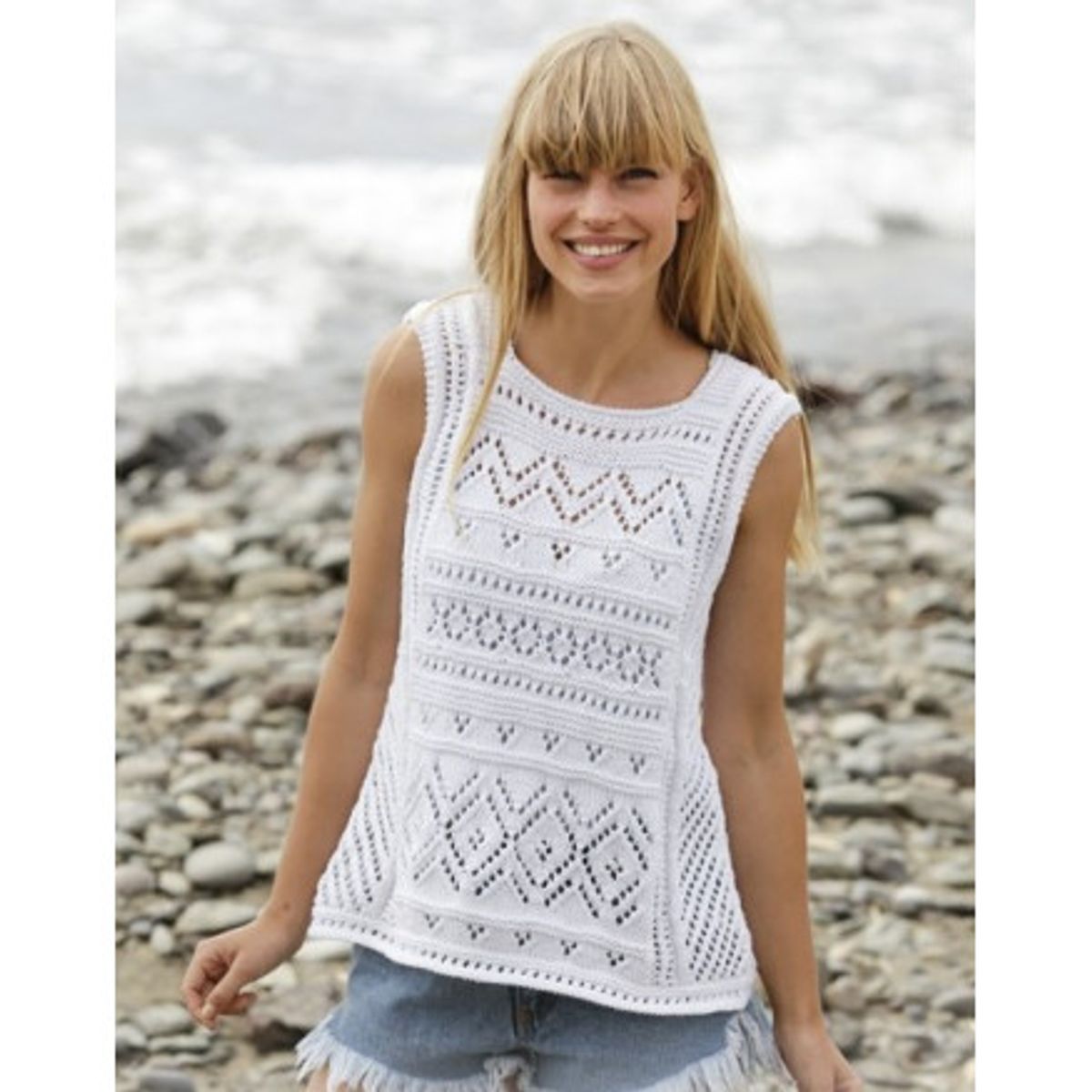 Erica Singlet by DROPS Design - Top Strikkeopskrift str. S - XXXL - XX-Large