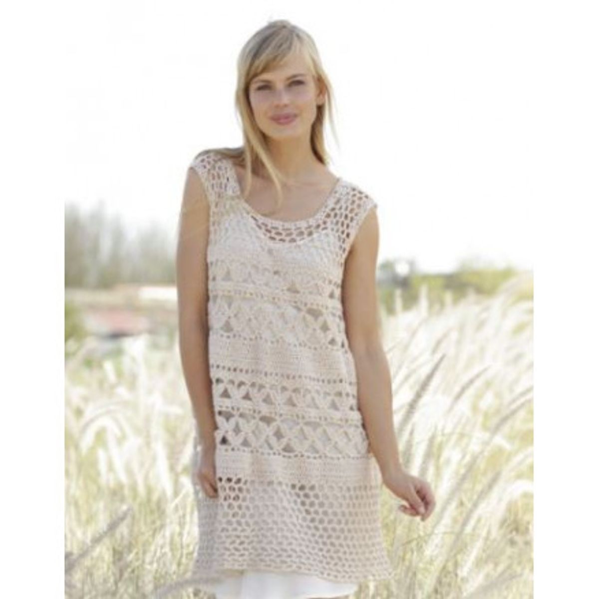 Summer Bliss by DROPS Design - Tunika Hækleopskrift str. S - XXXL - Medium