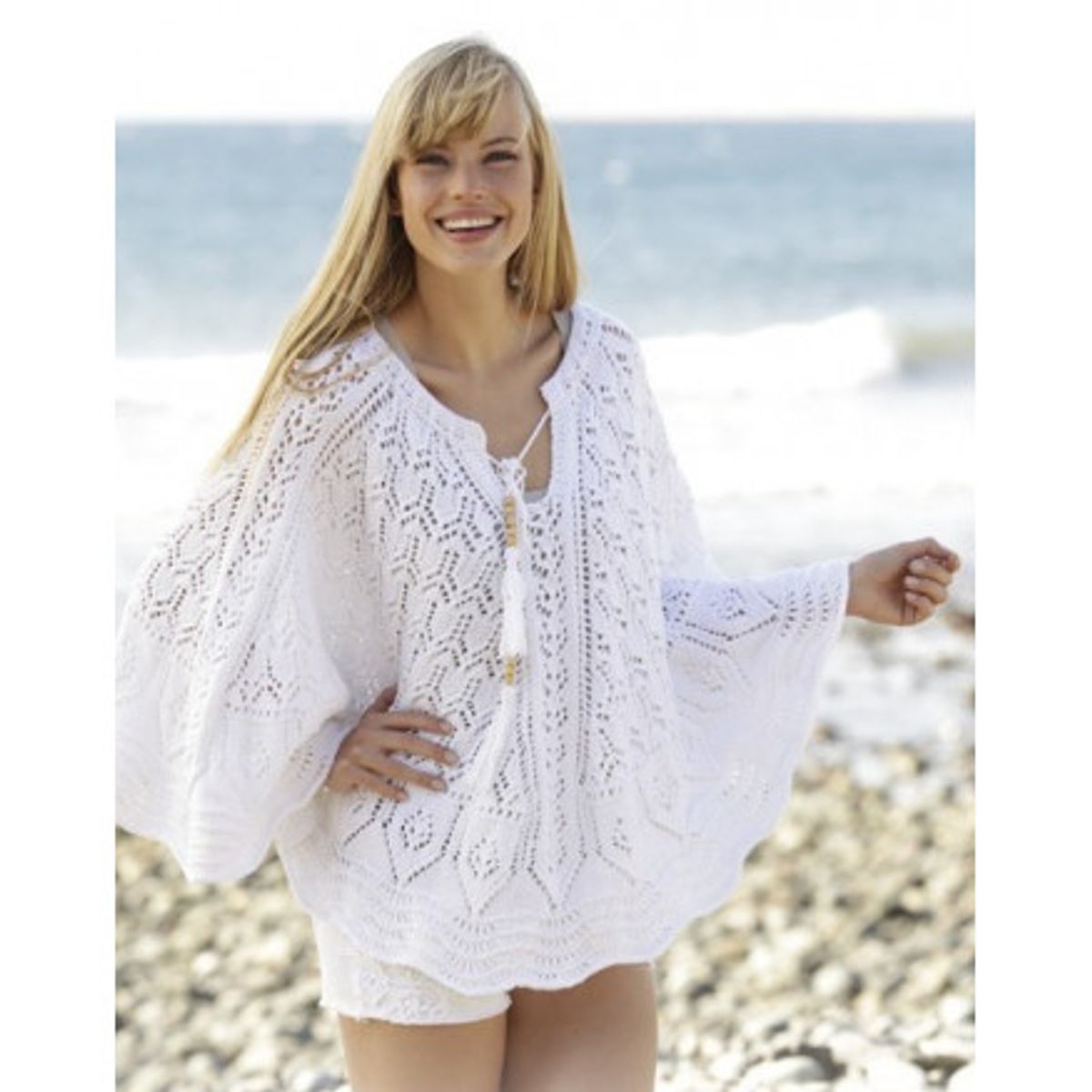 Angelica by DROPS Design - Poncho Strikkeopskrift str. S/M - XXL/XXXL - XX-Large/XXX-Large