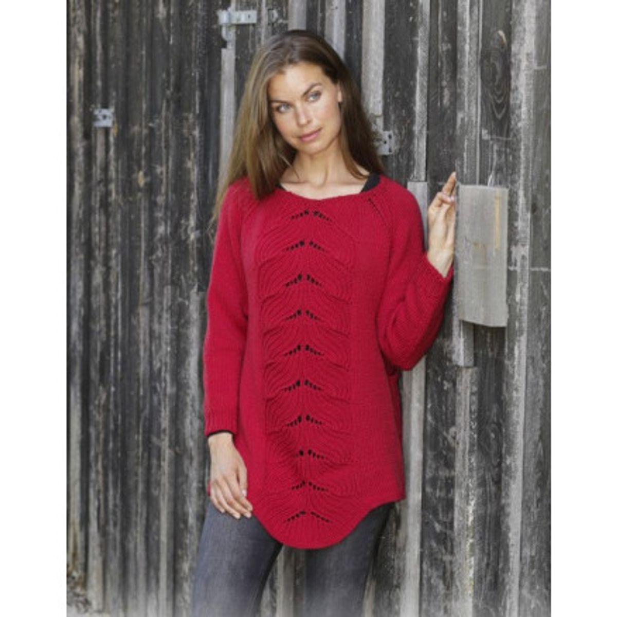 Red Tulip by DROPS Design - Bluse Strikkeopskrift str. S - XXXL - XX-Large