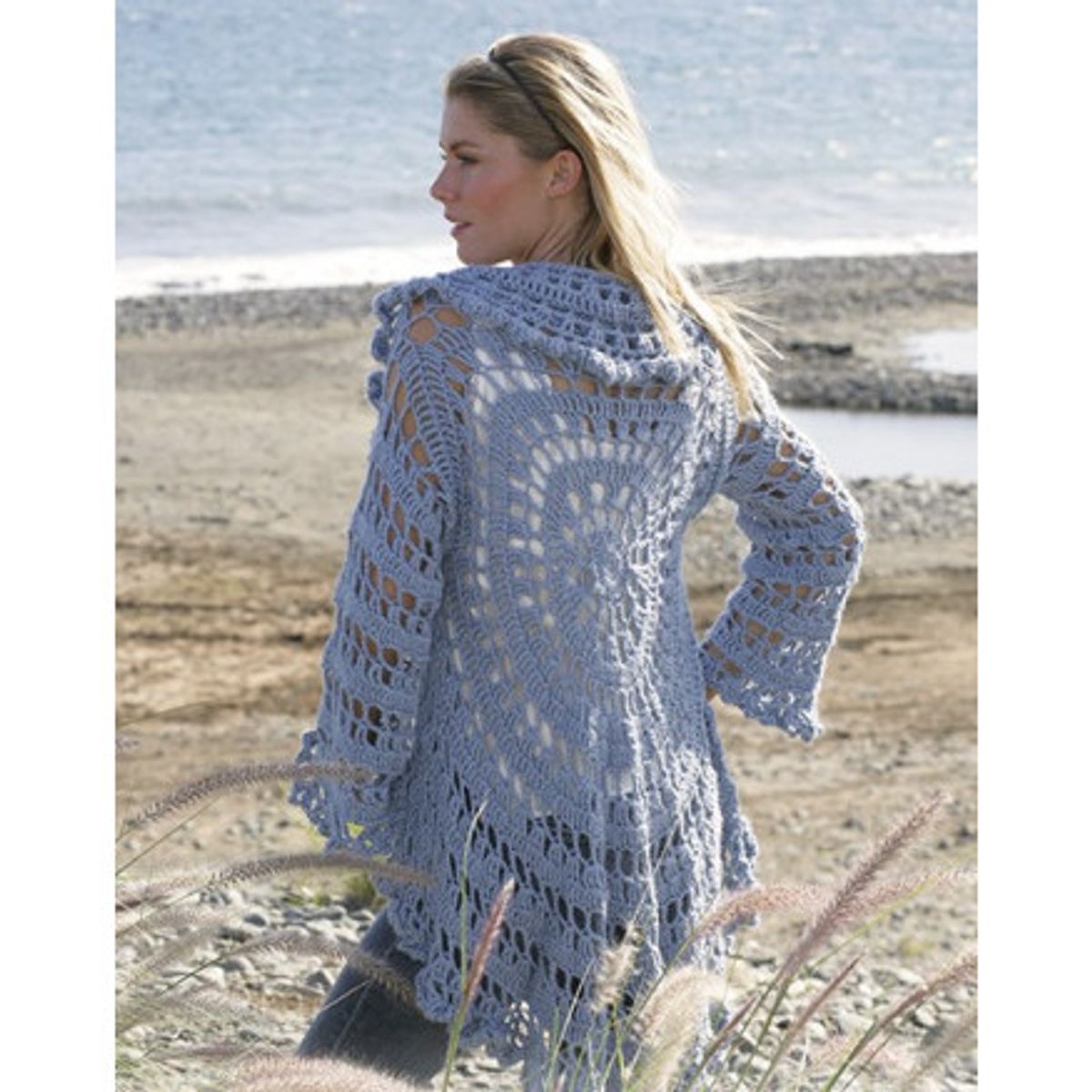 Moonlight Mist by DROPS Design - Jakke Hækleopskrift str. S/M - XL - X-Large