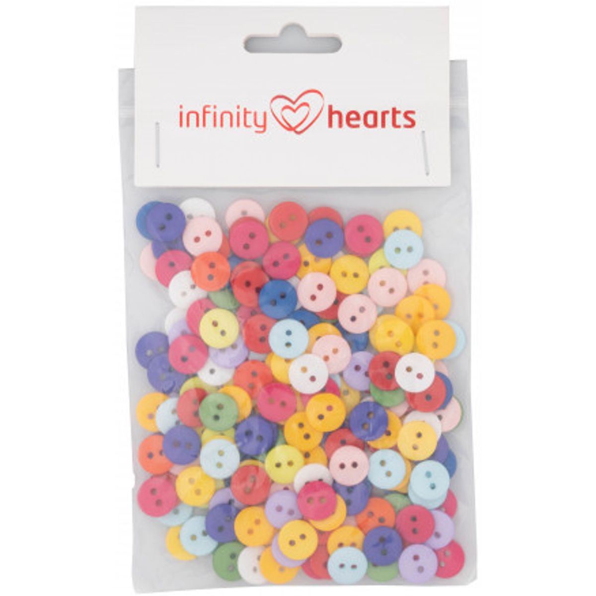 Infinity Hearts Knapper 2-Huls Runde Plastik Ass. Farver 10mm - 200 st