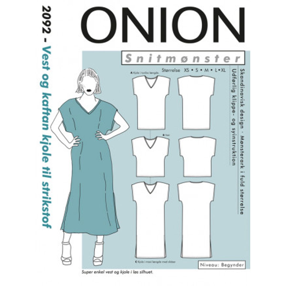 ONION Snitmønster 2092 Vest & Kaftan Kjole til Strikstof