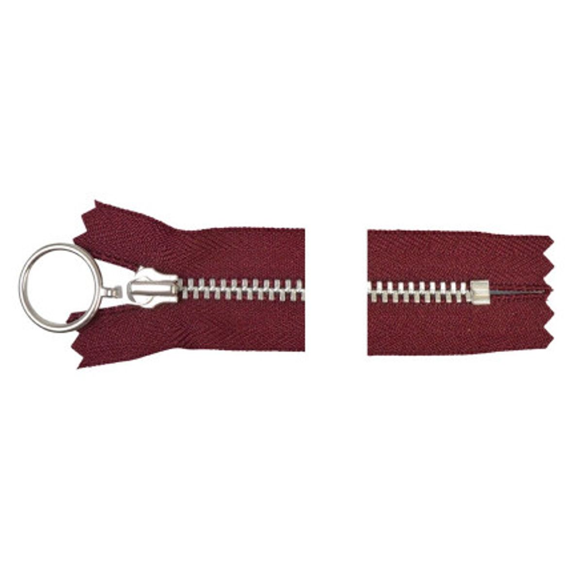 YKK Lynlås Aluminium Fast m/Ring 20cm 4mm Bordeaux