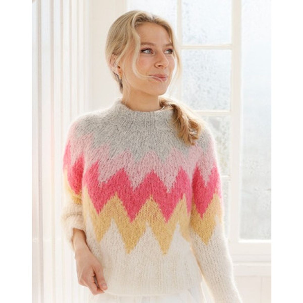 Pink Lemonade Sweater by DROPS Design - Bluse Strikkeopskrift str. S - - Small