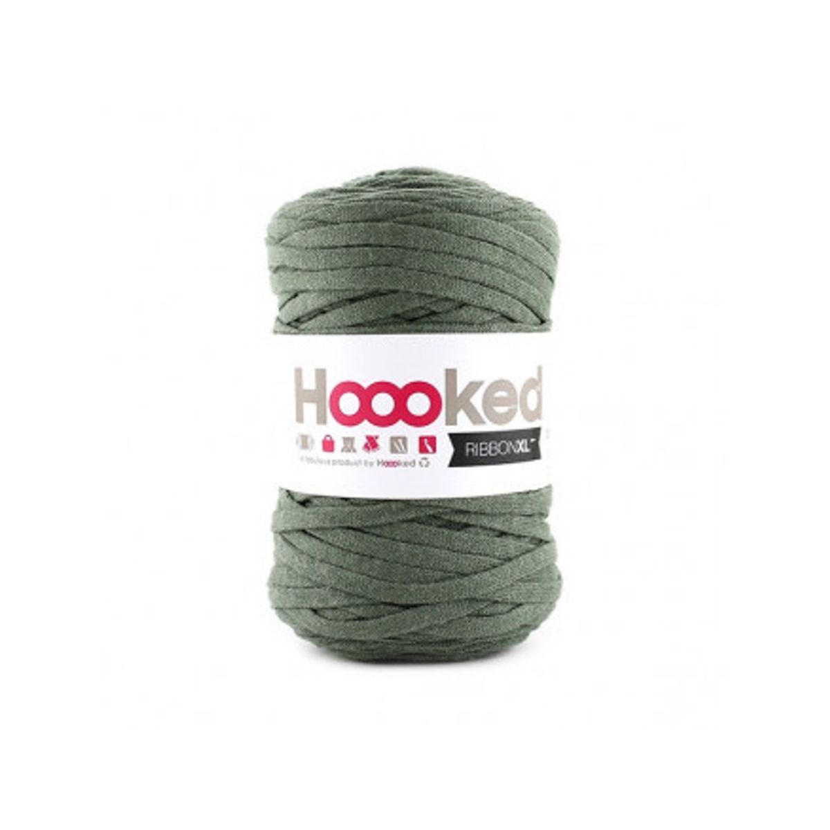 Hoooked Ribbon XL Stofgarn Unicolor SP6 Armygrøn