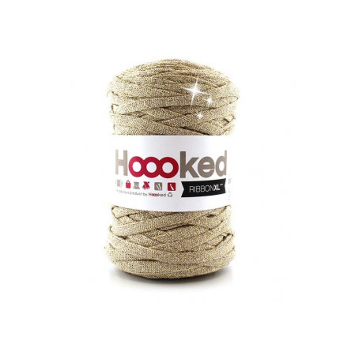 Hoooked Ribbon XL Stofgarn Unicolor Lurex 2 Golden Dust