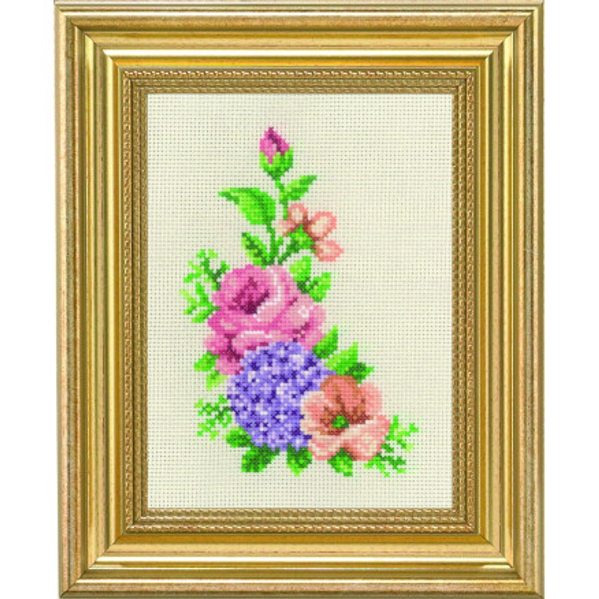 Permin Broderikit Rose og hortensia 14x19cm