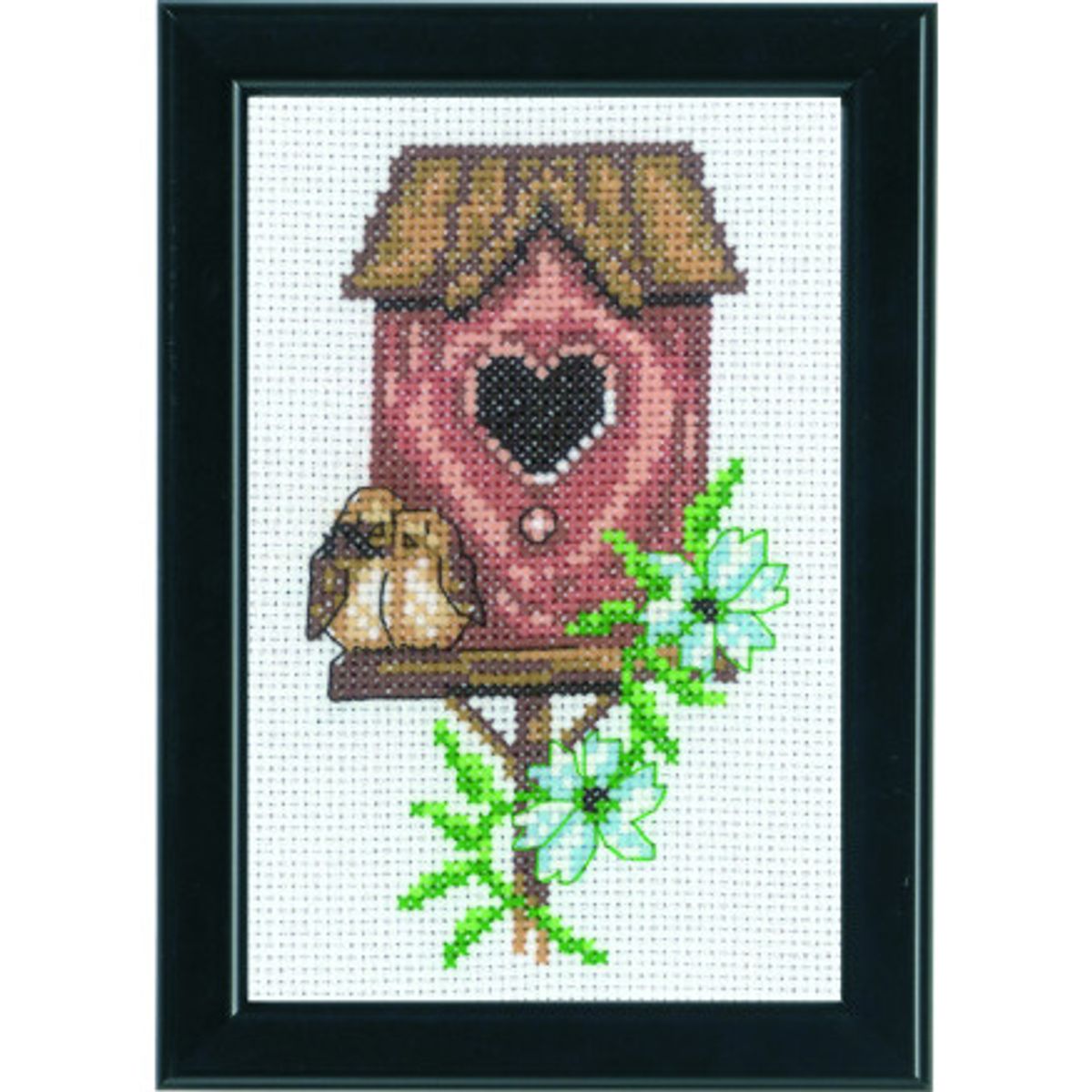 Permin Broderikit Fuglehuse Rosa 9x14cm