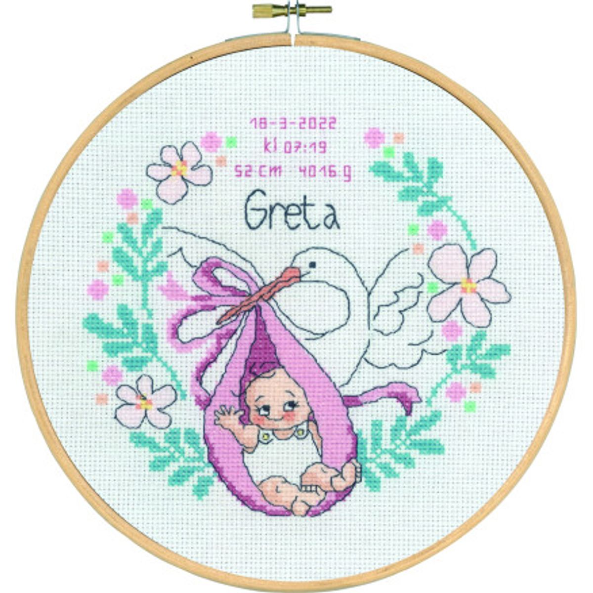 Permin Broderikit Dåb Greta Ø20cm