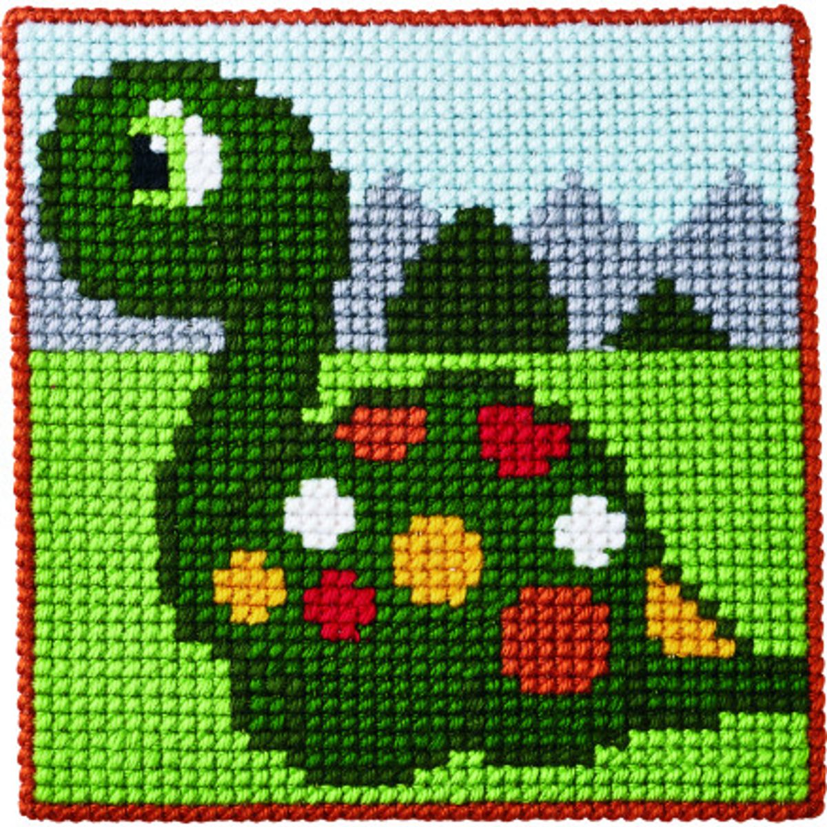 Permin Broderikit Børnestramaj Dino 25x25cm