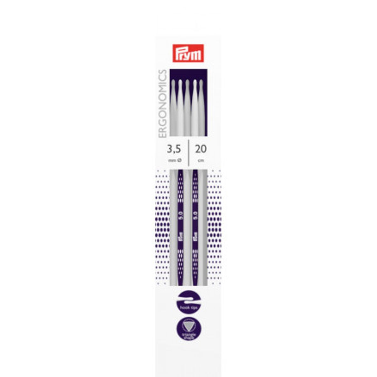 Prym Ergonomics Strømpepinde Plast 20cm 3,50mm / 7.9in US4