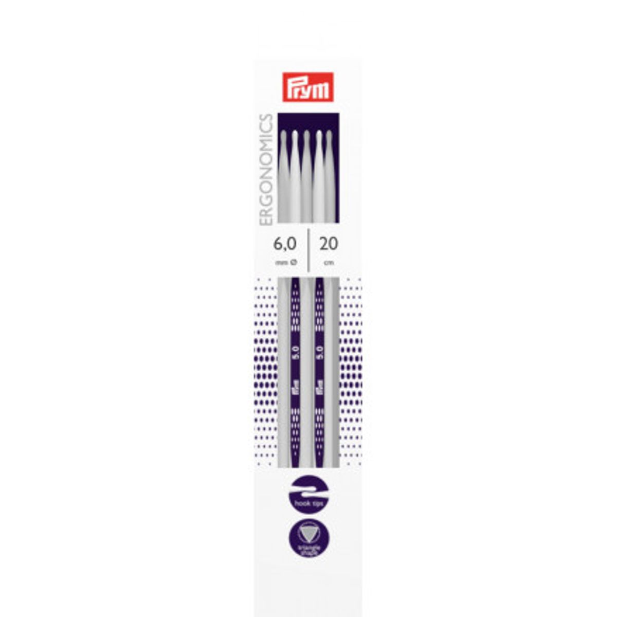 Prym Ergonomics Strømpepinde Plast 20cm 6,00mm / 7.9in US10