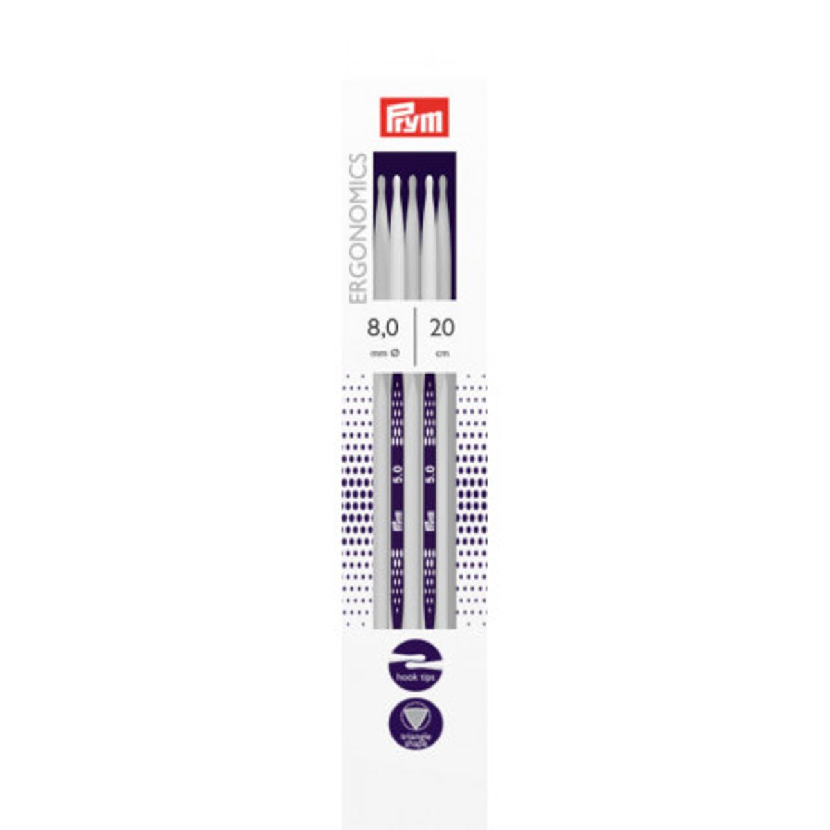 Prym Ergonomics Strømpepinde Plast 20cm 8,00mm / 7.9in US11