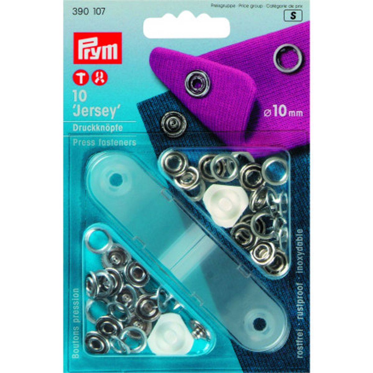 Prym Jersey Trykknapper Ring Sølv 10mm - 10 stk