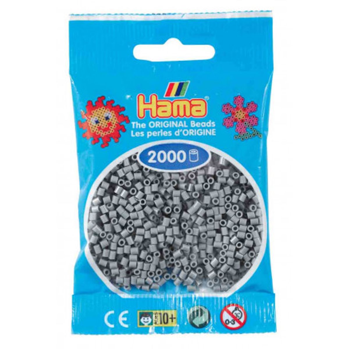 Hama Mini Perler 501-17 Grå - 2000 stk