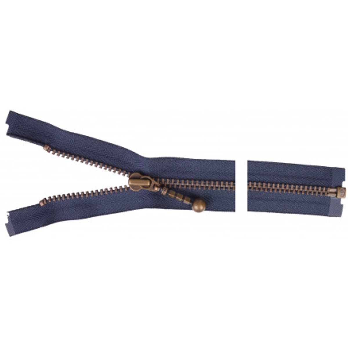 YKK Delbar Lynlås Antik Messing 55cm 4mm Marine