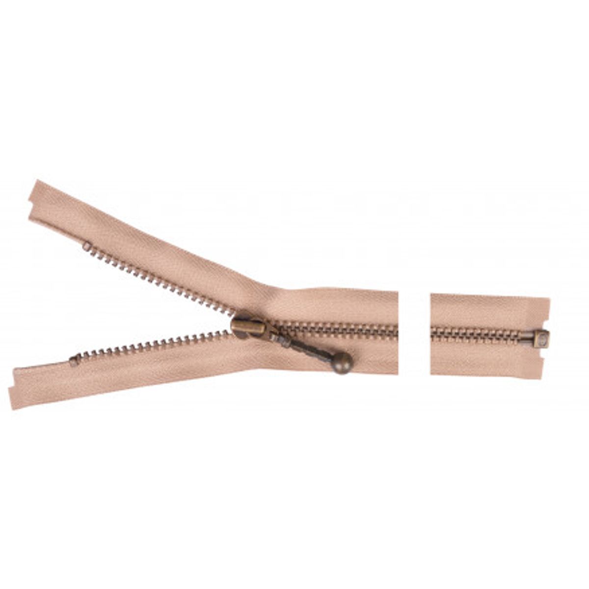 YKK Delbar Lynlås Antik Messing 55cm 4mm Beige